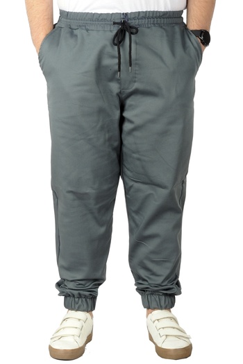 ModeXL Mode Xl Large Size Men's Linen Jogger Spring 21911b Anthracite