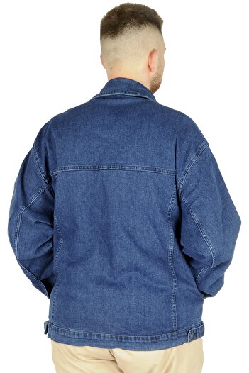 ModeXL Mode Xl Büyük Beden Erkek Kot Mont Paris Star 22800 Mavi