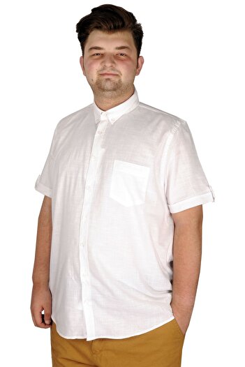 ModeXL Mode Xl Plus Size Linen Lycra Shirt with Pockets 20389
