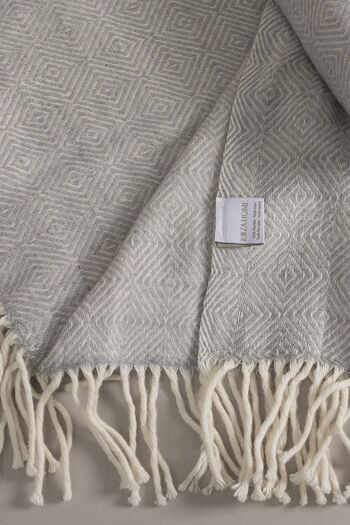 Koza Home Suez Gray White Colored Wool Double Blanket 91249