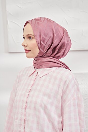 ARMANDA Italyan Jakar Zigzag Desen Şal - Gül Kurusu