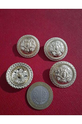 Beyna Yellow Coated Special Design Metal Button - 3 Cm, 1 Pack, 4 Pieces