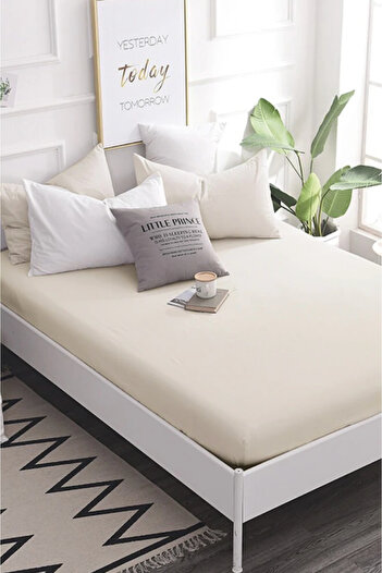 BESTİNA GOLD Elastic Sheet Set Solid Color Cotton-Pillowcase Single-Double Personality-Battal