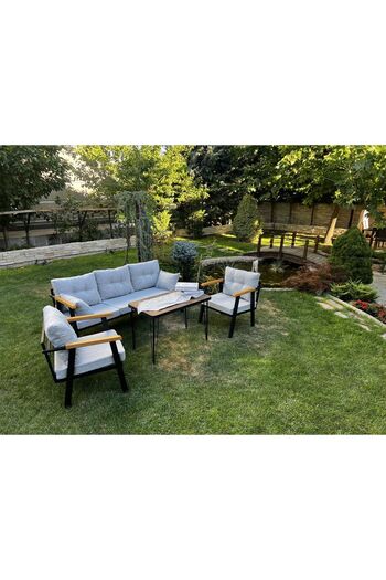 Kırlenta ERCİYES 3+1+1+MASA GRİ BAHÇE TAKIMI BAHÇE MOBİLYASI