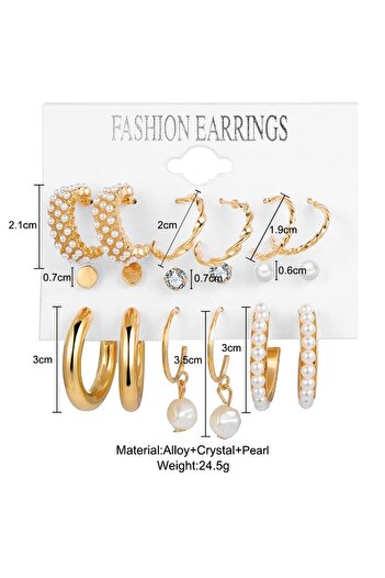 So Much Accesories So-much Women's Pearl Gold Earring Set-6
