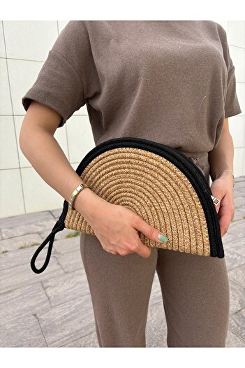 MaVaux Straw Jute Moss Vegan Clutch Bag - Zipped