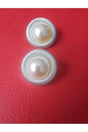 İMREN AKSESUAR 2.5 Cm Gray Pearl Metallized Button - 1 Pack of 4 Pieces