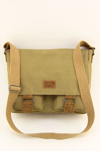 HNB Canvas Camel Waterproof Postman Business School Briefcase Laptop Bag (HANDBAG WITH GIFT)