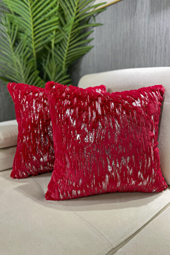 Paris Life Red Plush Rabbit Rabbit Throw Pillow Cover - Silver Leaf