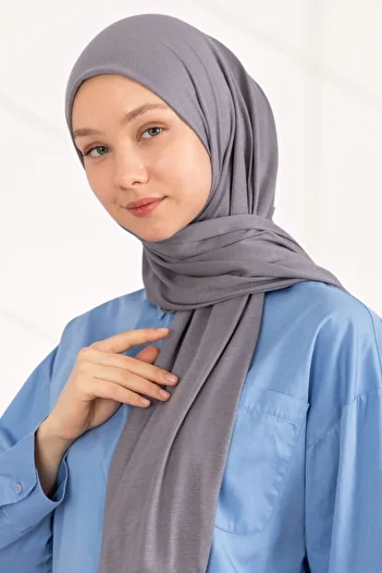 hijabchi Combed Cotton Shawl Jersey Shawl - Gray