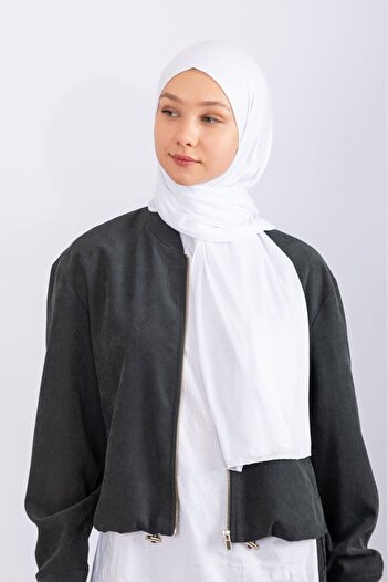 hijabchi Combed Cotton Shawl Jersey Shawl - White