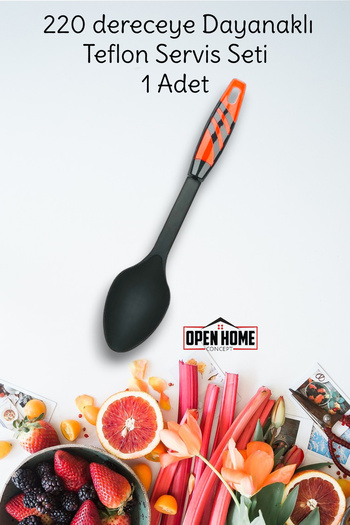 Open Home Concept Red Teflon Service Set - 220° Durable, Fireproof and Non-Stick Pasta Spoon