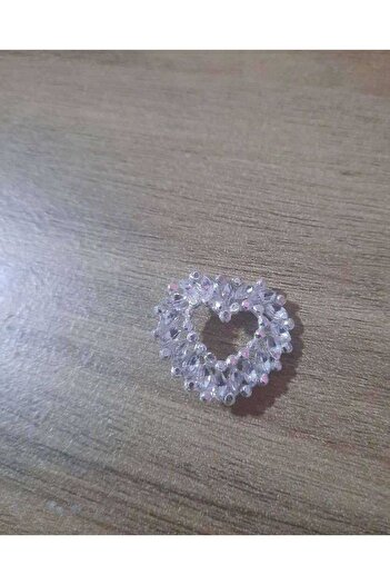 İMREN AKSESUAR 2.5 Cm Heart Crystal Stone Metal Button - 2 Pieces