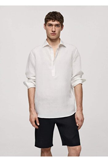 MANGO Man Comfortable Cut Linen Shirt