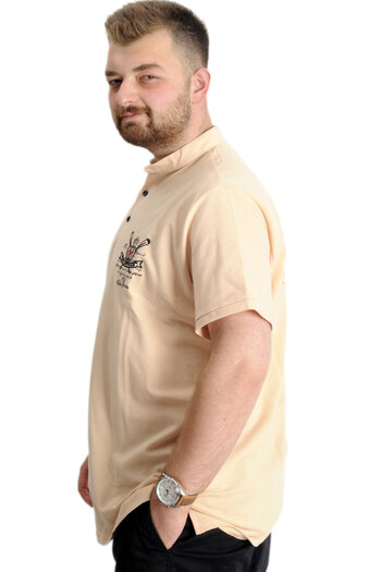 ModeXL Mode XL Large Size T-Shirt High Collar Yatching 22327 Beige