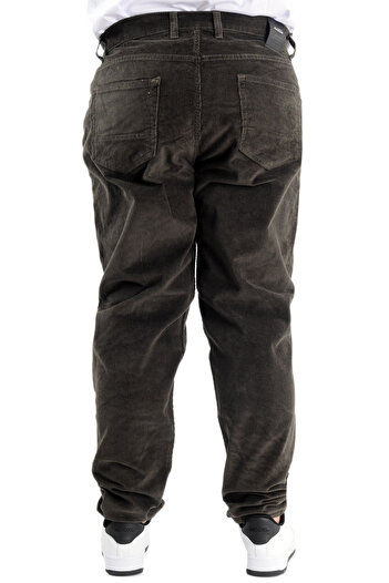ModeXL Mode XL Large Size Men's Velvet Trousers 23920 Khaki