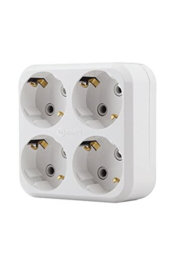 MAKEL Golyat Square Type 4-Piece Grounded Socket, White