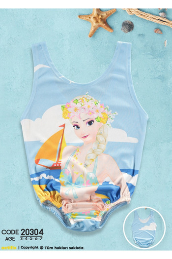 By Cwhr Elsa Patterned Girl's Swimsuit - Frozen