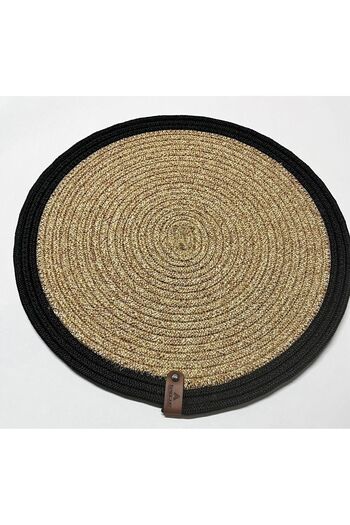 FABRİCART HALI American Service Decorative Wicker Plate - Double Color Jute Woven