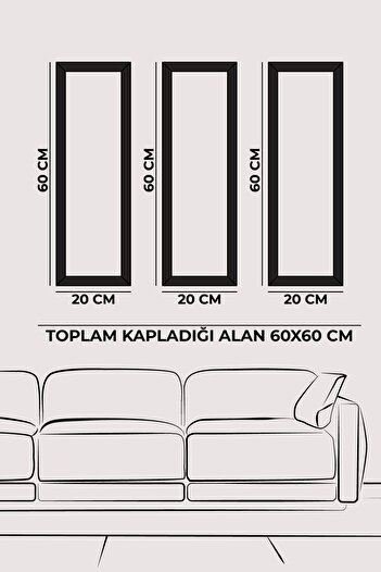 Evinemoda Zarif Altın ve Mavi Çiçekler ile Dallar Gold Pleksi Aynalı 3 Parça Tablo