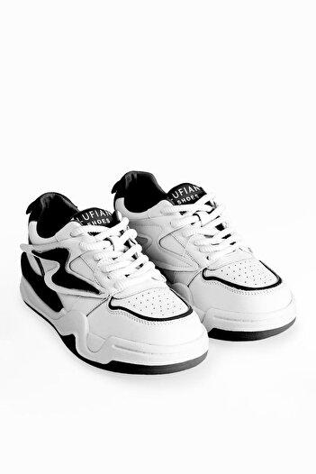 Lufian Black and White Women's Sneakers - Casual Lace-up Leather Shoes