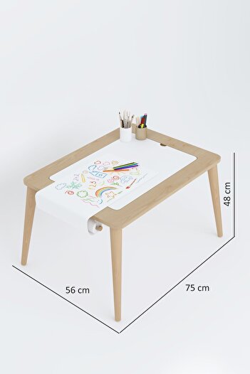 OBİ Atölye Ahşap Oyun Aktivite Masası Suya Karşı Dayanıklı Çocuk Masası