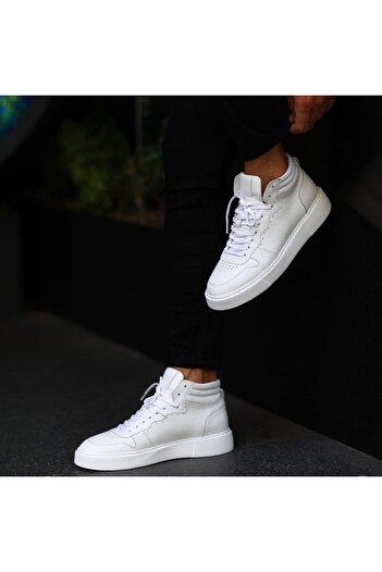 SailLakers - White Leather Lace-Up Unisex Boots 102-8015-He1065