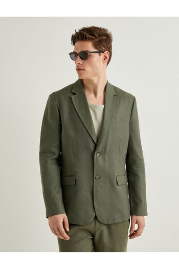 Koton Men's Slim Fit Blazer Jacket - Buttoned and Fleto Pocket Detail 4SAM50039HW