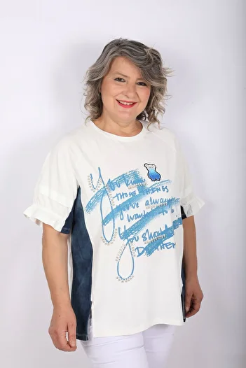 Hitit Butik White Blouse with Printed Lettering
