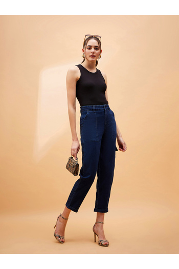 Sassafras By Styli High Rise Multi Pockets Balloon Fit Jeans