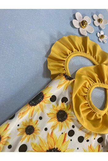MİLAYS LİFE HOME COLLECTİON Girl's Sunflower Patterned Swimsuit