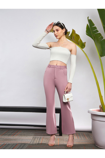 Sassafras By Styli Solid Knit Bell Bottom Pants
