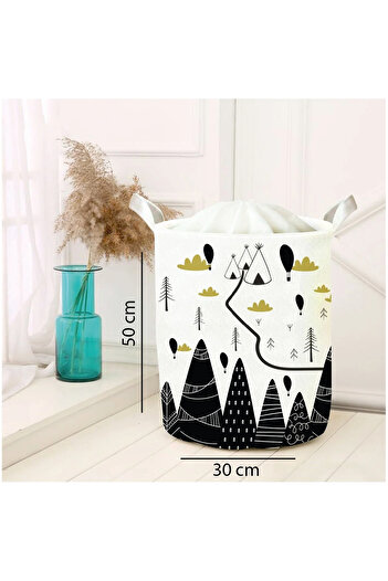 Tinybabyconcept Cutie de depozitare pliabilă pentru jucării din pâslă multifuncțională - rufe murdare, coș de picnic, model de munte 038