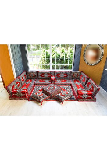BAKIRÖZÜ HOME Şark Köşesi Takımı Konsepti Saraylı Modeli Koltuk Takımı Sünger Dahil (18 Parça)