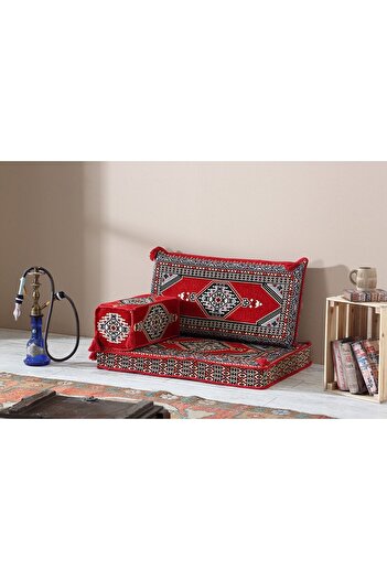 BAKIRÖZÜ HOME Şark Köşesi Takımı , 95 Cm Yer Minderi Takımı (sünger Dahil) Yahyalı Modeli (3 Parça)