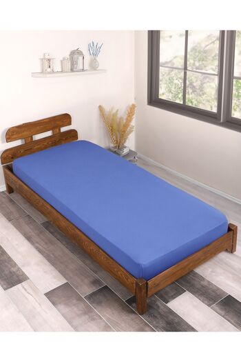 MEYHOME Single Lycra Combed Cotton Elastic Sheet (Royal)