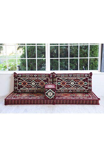 BAKIRÖZÜ HOME 1.kalite Şark Köşesi Takımı Anadolu Bordo Modeli Sünger Dahil (4 Parça)