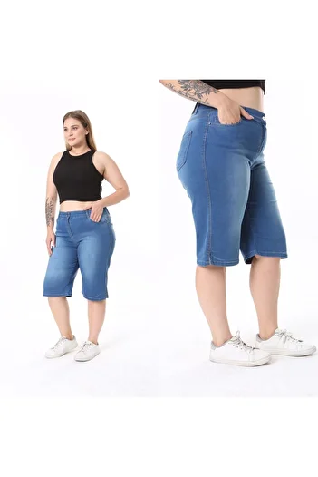SERRA BÜYÜK BEDEN Bermuda Shorts - Slit Detailed