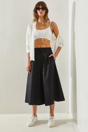 Bianco Lucci Cotton Satin Women's Trousers - Waist Lattice, Skirt60251413