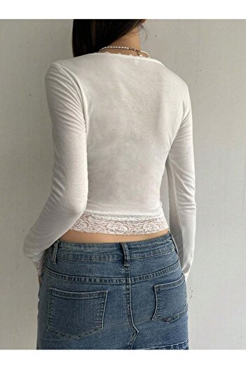 Touz Long Sleeve Kawaii Lace Lace Blouse