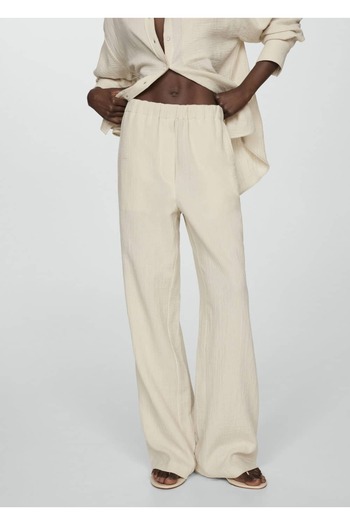 MANGO Woman Cotton Wideleg Pants