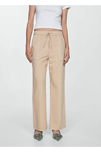 MANGO Woman Elastic Waist Straight Jeans