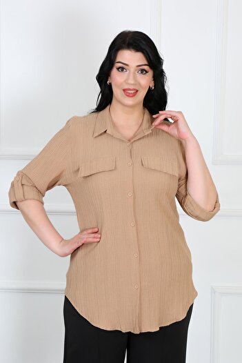 By Alba Collection Women's Mink Wrap Fabric Large Size Shirt
