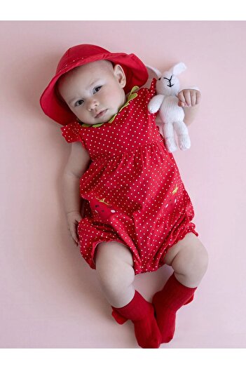 LC Waikiki LCW baby Crew Neck Baby Girl Jumpsuit and Hat 2-Piece Set
