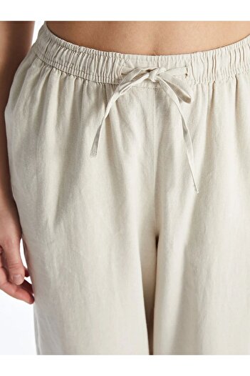 LC Waikiki XSIDE Elastic Waist Plain Linen Blended Women's Trousers