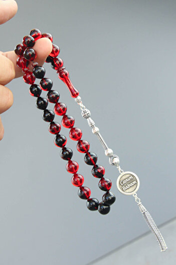 Tesbih Otağı Father's Day Special Silver Tasseled Fire Amber Prayer Beads