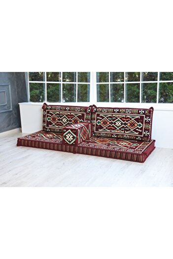 BAKIRÖZÜ HOME 1.kalite Şark Köşesi Takımı Anadolu Bordo Modeli Sünger Dahil (4 Parça)