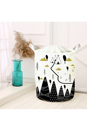 Tinybabyconcept Cutie de depozitare pliabilă pentru jucării din pâslă multifuncțională - rufe murdare, coș de picnic, model de munte 038