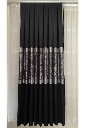 Fon Dünyası Panel Background Curtain Black Silver (single Wing)