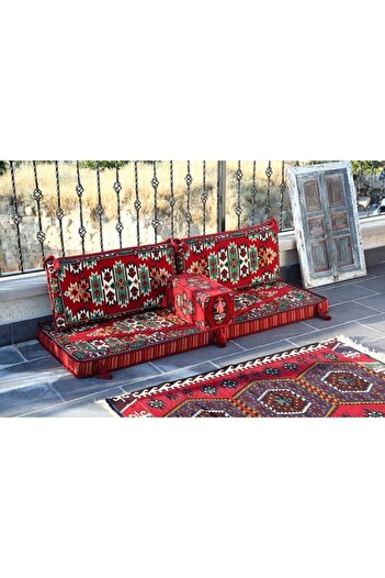 BAKIRÖZÜ HOME 1.kalite Şark Köşesi Takımı Apaçi Kırmızı Modeli Sünger Dahil (4 Parça)